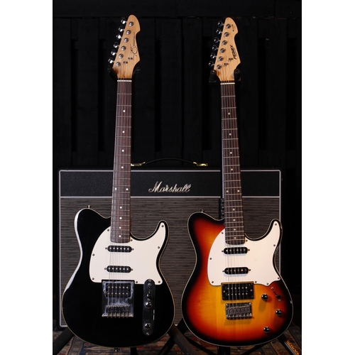 461 - Two Peavey Generation EXP electric guitars, one in sunburst, the other in black, within a double com... 