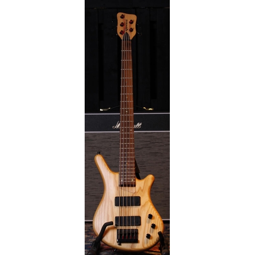 466 - Copeland five string bass guitar, natural finish, with gig bag