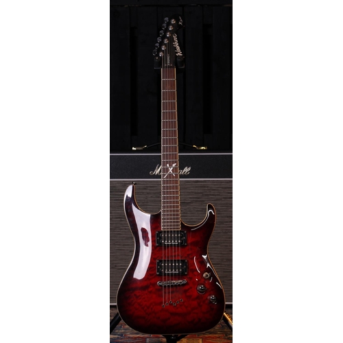 467 - 2003 Washburn X Series X-50Q Pro electric guitar, made in Korea; Body: quilted red burst top, light ... 