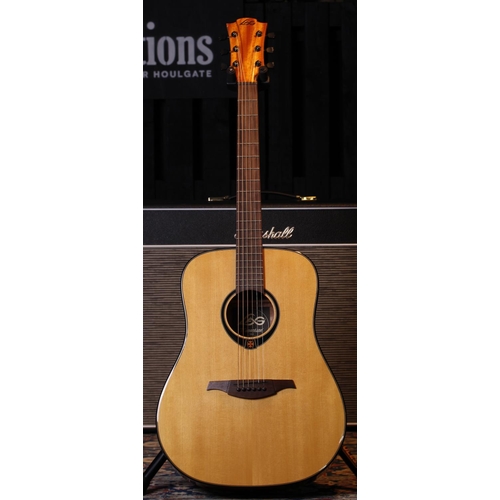 470 - Lag Tramontane T66D acoustic guitar, natural finish, within a Boston soft bag