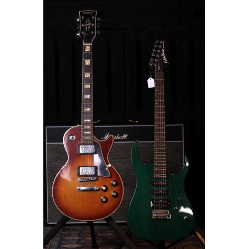 474 - Washburn Rocker Series WR150 electric guitar, green finish (imperfections); together with a Hondo II... 