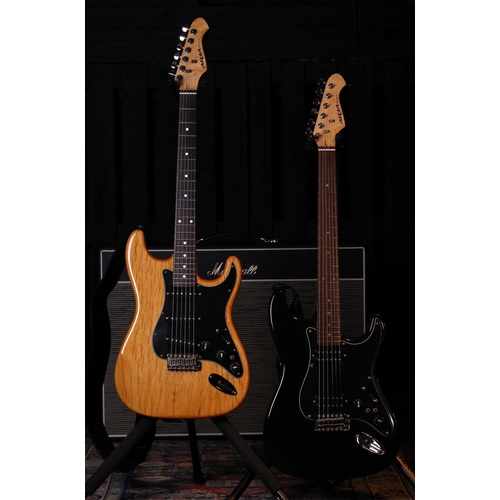 476 - Two Aria STG Series S-Type electric guitars, each with gig bag (2)