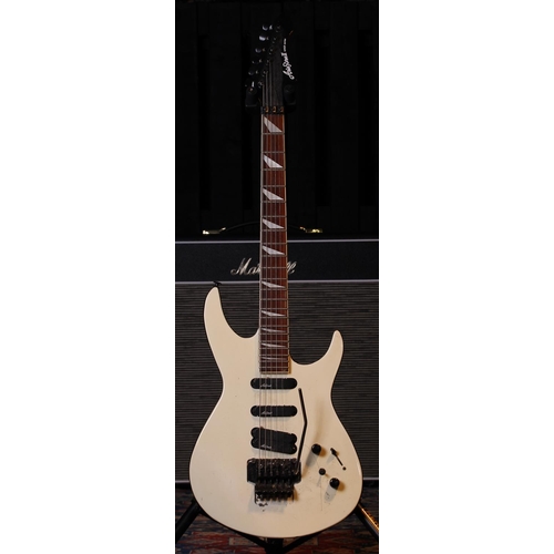 482 - 1980s Aria Pro II Viper Series electric guitar, made in Japan; Body: white finish top upon black bac... 