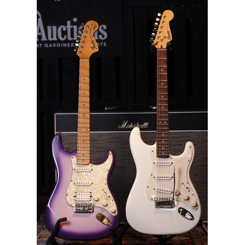 487 - Squier by Fender Bullet Strat electric guitar, with scalloped rosewood fretboard; together with anot... 