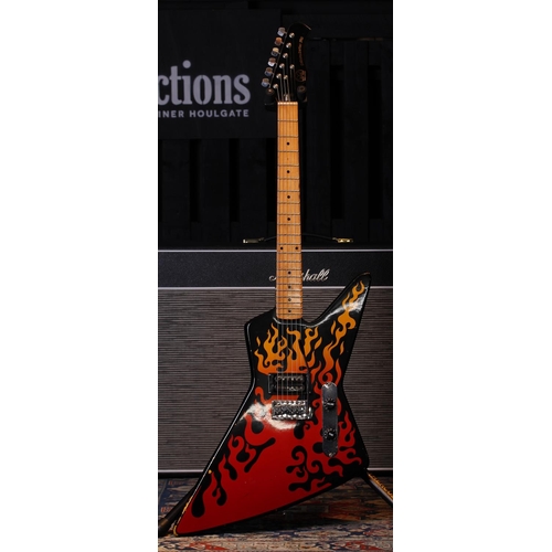 503 - Hondo Deluxe Series H781FL electric guitar, made in Korea; Body: flame top finish, heavy blemishes t... 