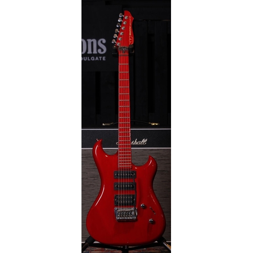 507 - 1986 Westone Spectrum SX electric guitar, made in Japan; Body: trans red finish, heavy dings and ble... 