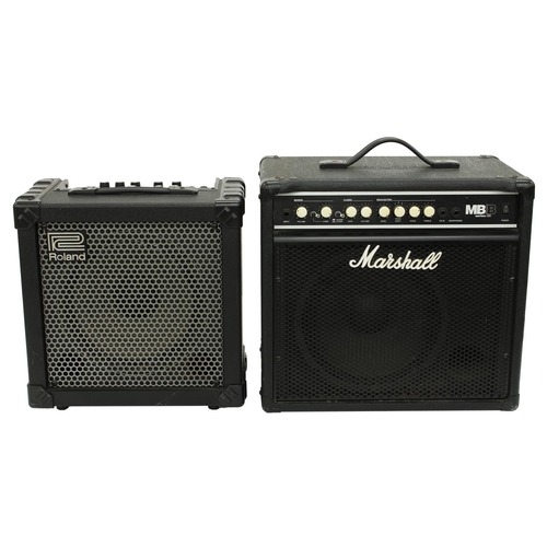 604 - Roland Cube 30X guitar amplifier; together with a Marshall MB Series B30 bass guitar amplifier (2)*P... 