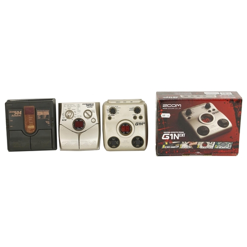 868 - Zoom G1NEXT guitar effects pedal, boxed; together with a Zoom 505II guitar pedal and a Zoom 504 acou... 