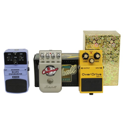 893 - Boss OD-3 Overdrive guitar pedal; together with a Marshall ED-1 compressor guitar pedal and a Behrin... 