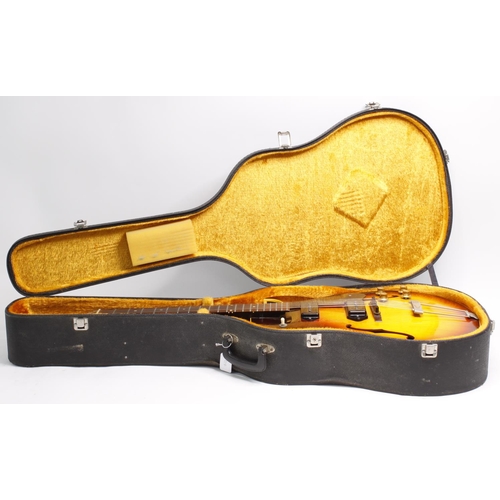 124 - 1965 Gibson ES-125 DC hollow body electric guitar, made in USA; Body: sunburst finish with checking ... 