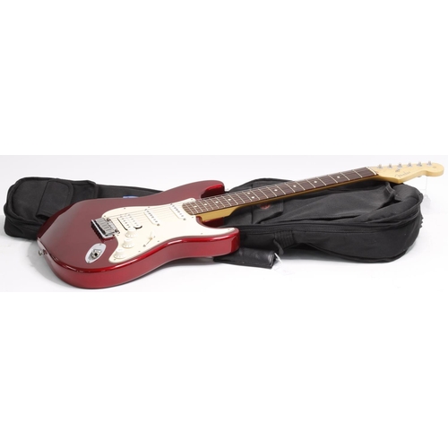 45 - 2000 Fender American Series HSS Stratocaster electric guitar, made in USA; Body: metallic red finish... 