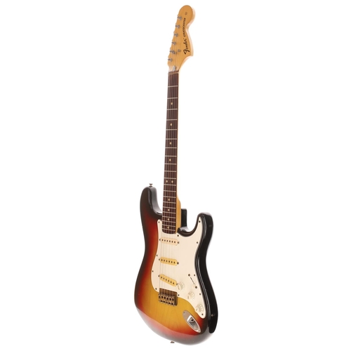 47 - 1973 Fender Hardtail Stratocaster electric guitar, made in USA; Body: three-tone sunburst finish, sm... 