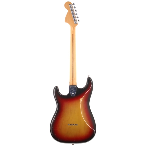 47 - 1973 Fender Hardtail Stratocaster electric guitar, made in USA; Body: three-tone sunburst finish, sm... 