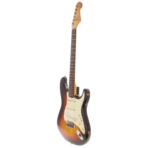 36 - 1963 Fender Stratocaster electric guitar, made in USA; Body: sunburst finish with wear consistent fo... 