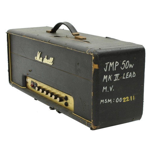 632 - 1978 Marshall JMP Master Model 50 watt Mk 2 lead guitar amplifier head, made in England, bearing Mat... 