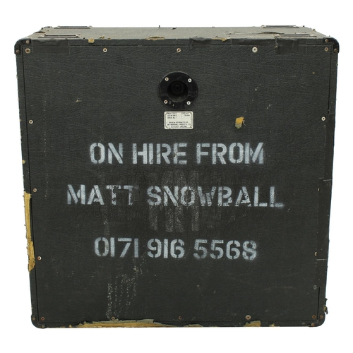 637 - 1980s Marshall 1982B 4 x 12 guitar amplifier speaker cabinet, made in England, bearing Matt Snowball... 