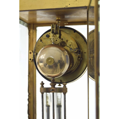 1513 - French brass four glass two train mantel clock striking on a bell, the S. Marti movement back plate ... 