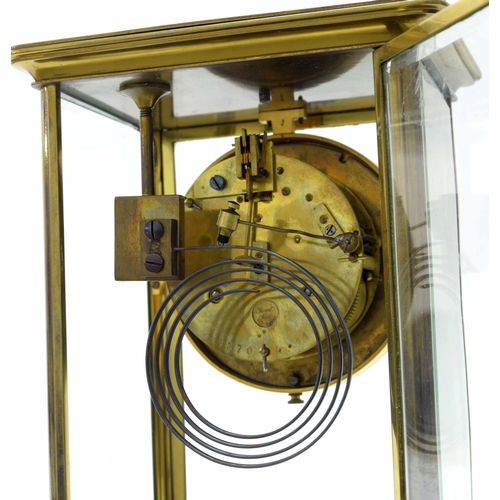 1517 - French four glass two train mantel clock, the Samuel Marti movement striking on a gong, the 3.75