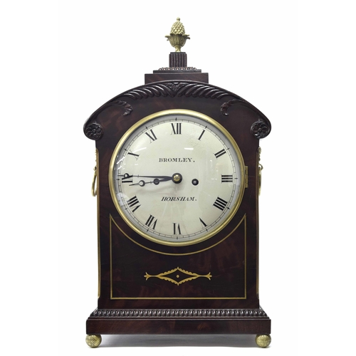 1543 - English mahogany double fusee bracket clock, the 8