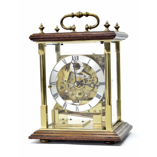 1546 - Modern Kieninger three train four glass mantel clock, the movement with platform escapement striking... 