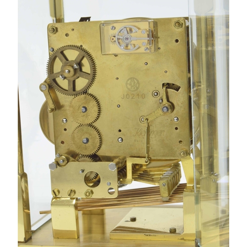 1546 - Modern Kieninger three train four glass mantel clock, the movement with platform escapement striking... 