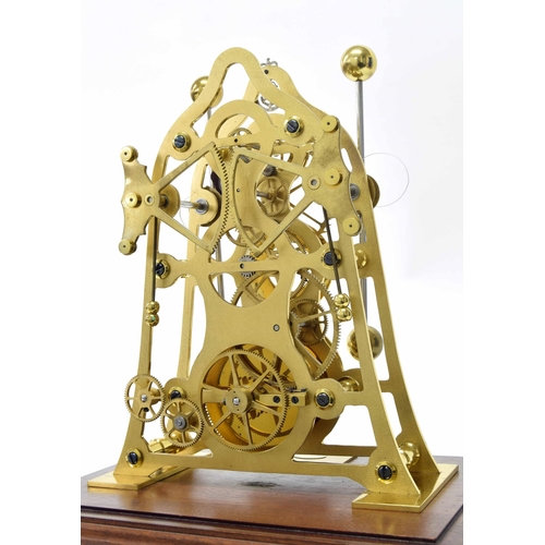 1555 - Good modern brass grasshopper triple dial skeleton clock by The Greenwich Clock Co. London, the prin... 