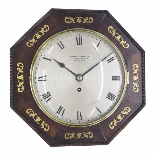 1716 - Rosewood single fusee wall dial clock, the 9.25