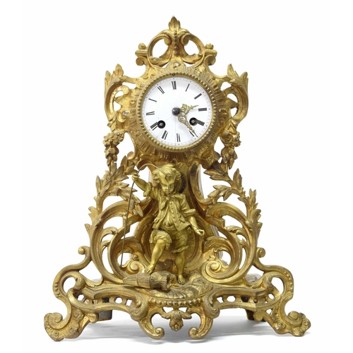 2316 - French ornate gilt metal mounted two train mantel clock, the Japy Fils movement with outside countwh... 