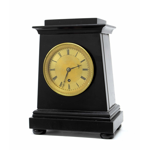 1559 - Good English single fusee small black marble mantel clock, the 3.5