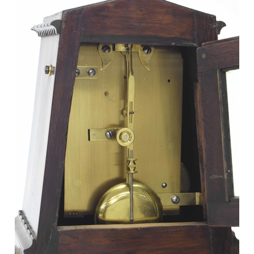 1560 - Good rosewood single fusee small mantel clock with locking pendulum, the 4.25