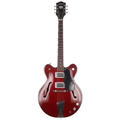 231 - 1968 Gretsch Streamliner 6103 hollow body electric guitar, made in USA; Body: cherry red finish, lar... 