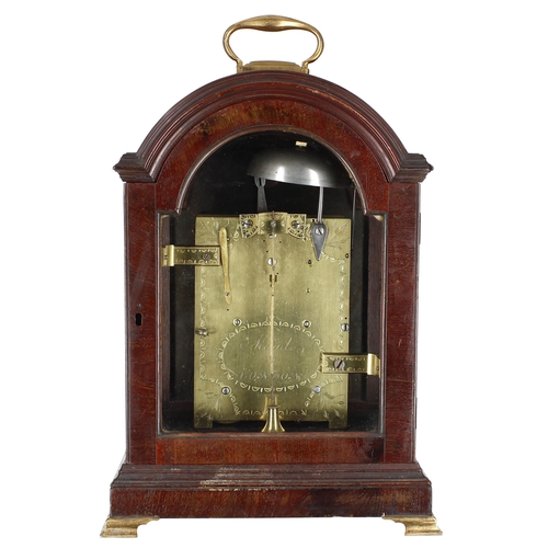 1319 - English mahogany double fusee verge bracket clock, the movement back plate signed Maud, London withi... 