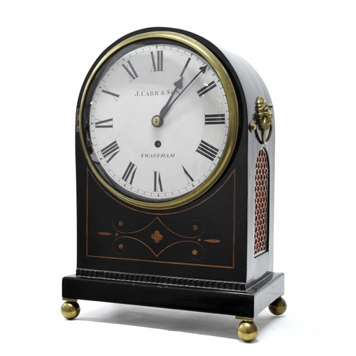 1561 - Ebonised single fusee bracket clock, the 8