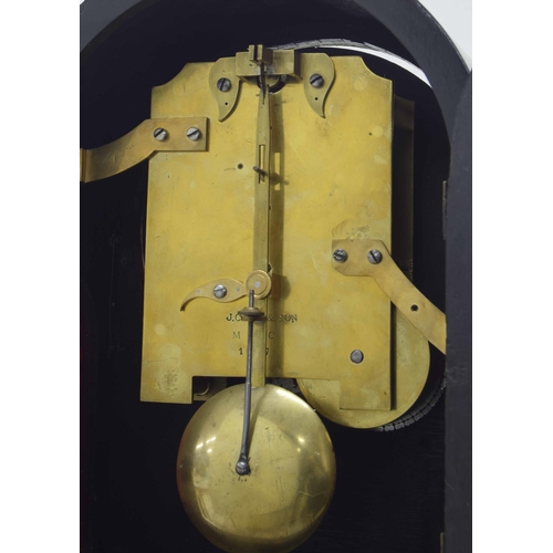 1561 - Ebonised single fusee bracket clock, the 8