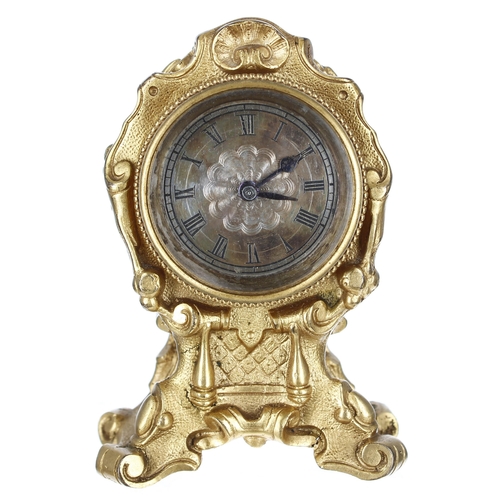 2508 - Miniature boudoir mantel clock timepiece with verge watch movement signed Newcome & Hughes, Lond... 