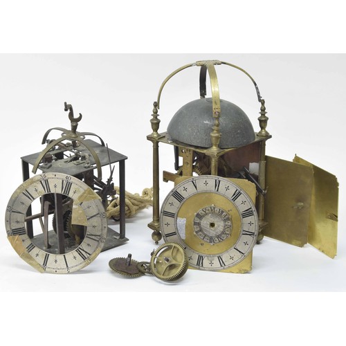 2112 - Two part early lantern clocks, useful for spares