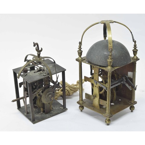 2112 - Two part early lantern clocks, useful for spares