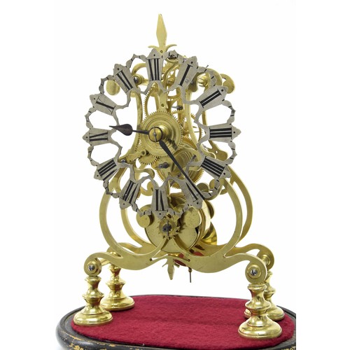 2319 - Brass single fusee skeleton clock, the 6