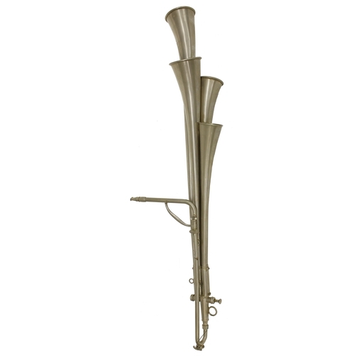 1869 - Unusual nickel plated Chordal Martin Horn with five trumpet horns (two loud chords), circa 1920, sta... 