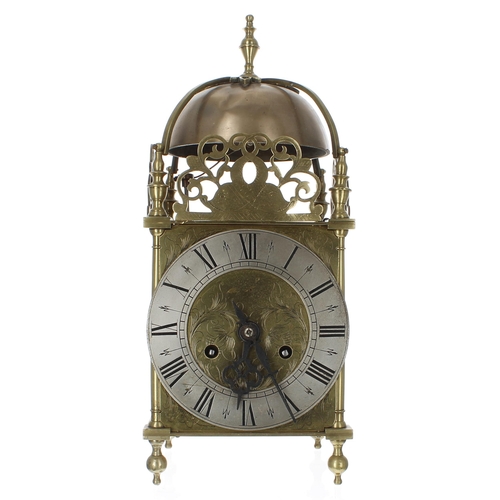 1328 - Contemporary brass two train lantern clock, the 5.75