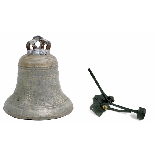 1344 - Large heavy bronze bell, 17.25