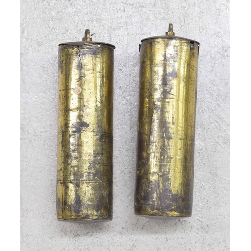 2002 - Pair of brass cased longcase clock weights (2)