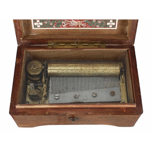 1345 - Miniature Swiss rosewood musical box, with a 3.5