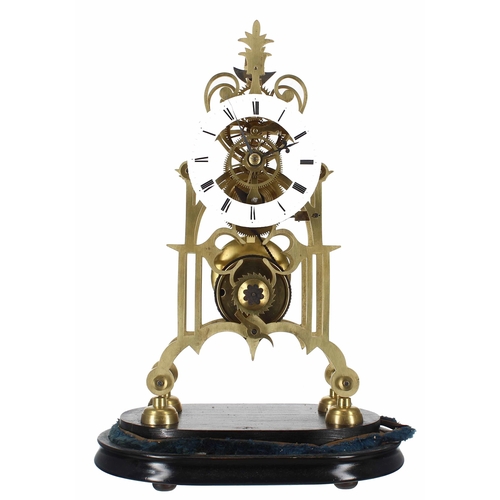 1515 - Brass single fusee skeleton clock, the 4.25