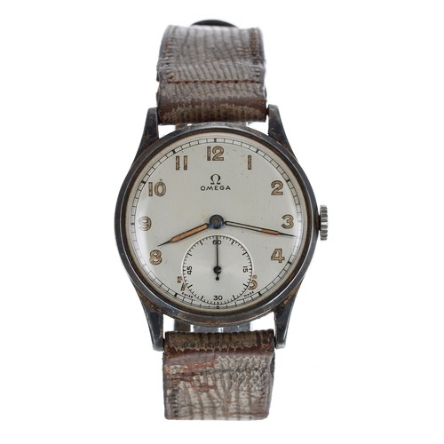8 - Omega silver gentleman's wristwatch, Birmingham 1941, case no. 13322 712691, serial no. 9185xxx, cir... 