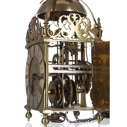 1329 - English brass verge lantern clock, the 6.25