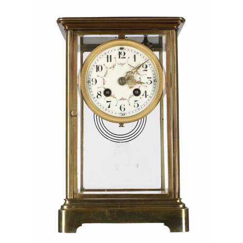 1517 - French four glass two train mantel clock, the Samuel Marti movement striking on a gong, the 3.75