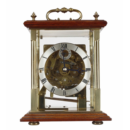 1546 - Modern Kieninger three train four glass mantel clock, the movement with platform escapement striking... 