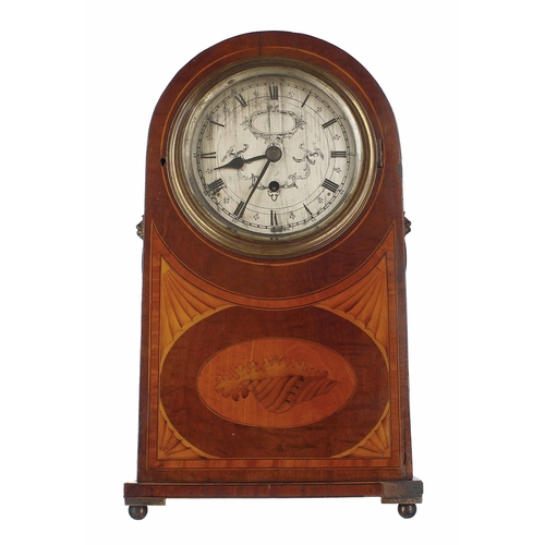 1558 - Mahogany single fusee table clock, the foliate engraved 6