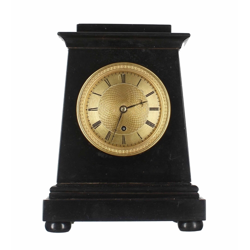 1559 - Good English single fusee small black marble mantel clock, the 3.5